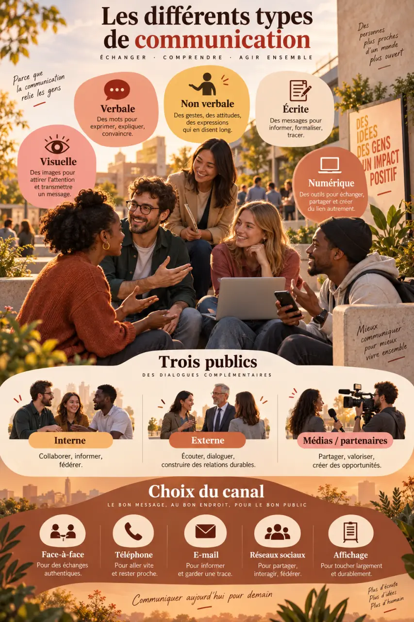 Quels sont les différents types de communication ? Cinq formes, trois publics et un choix de canal