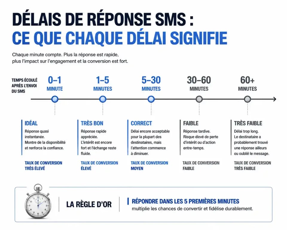 Infographie sur la signification du temps de réponse SMS d'une femme