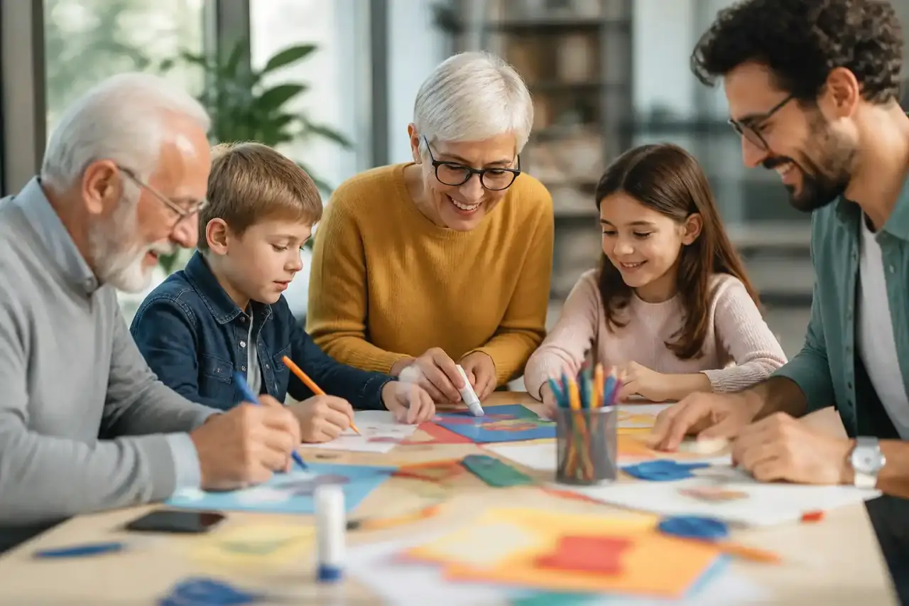 Atelier intergénérationnel convivial autour d'une table